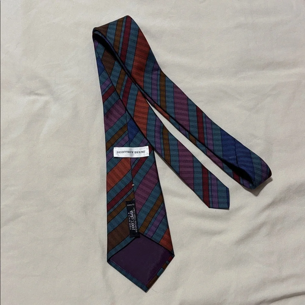 Geoffrey Beene Blue and Red Striped Tie